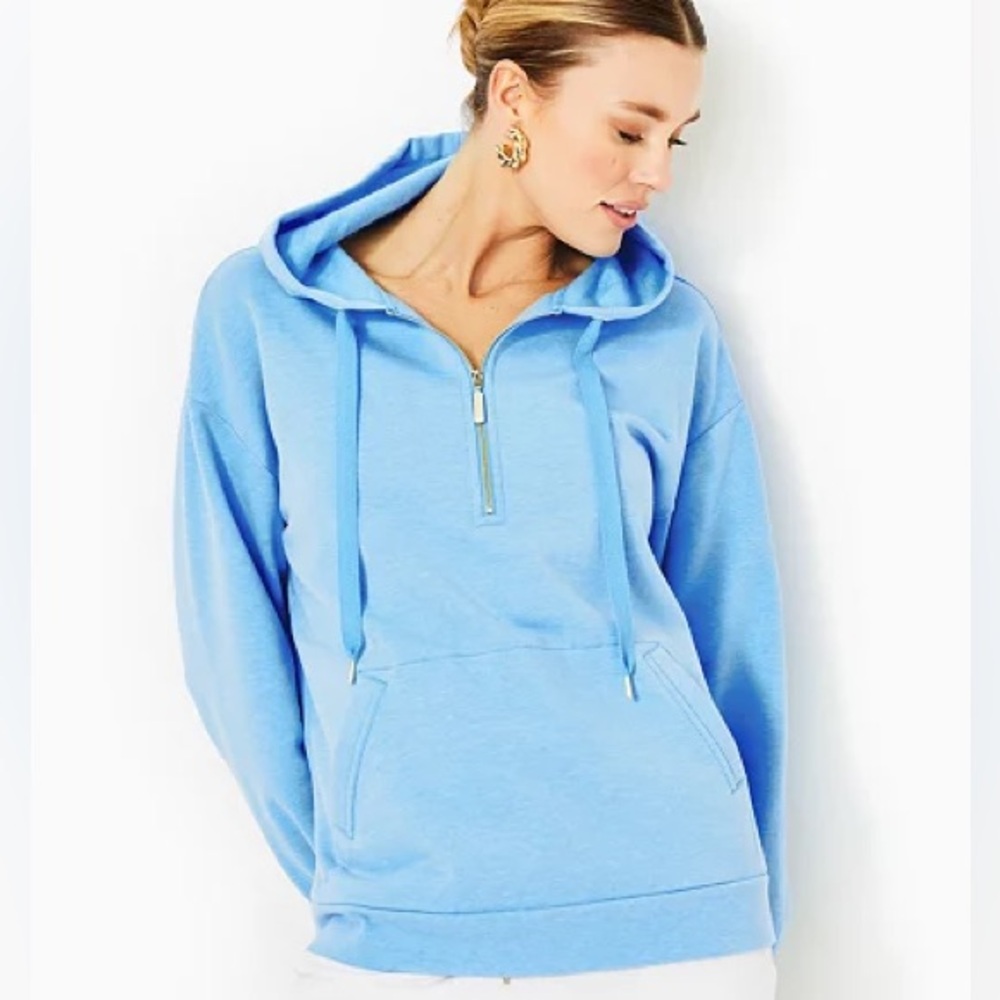 Lily Pulitzer SURI HOODIE IN HEATHERED FRENCHIE BLUE